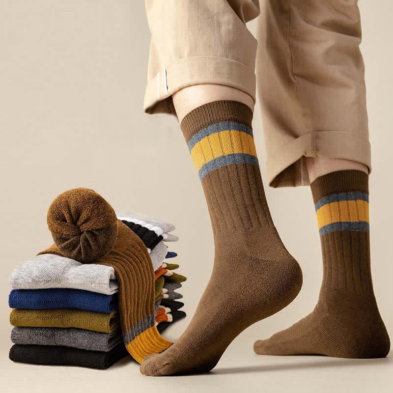 Multicolor Block Striped Causal Crew Socks - Image 6