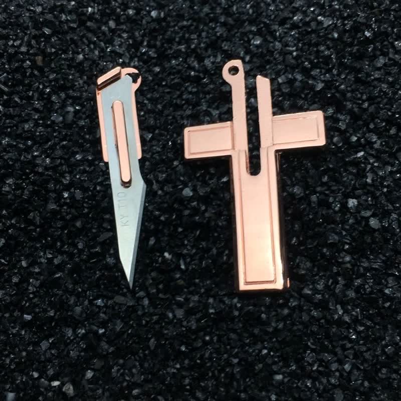 Multifunction Mini Cross Pendant Hidden Knife Necklace - Image 6