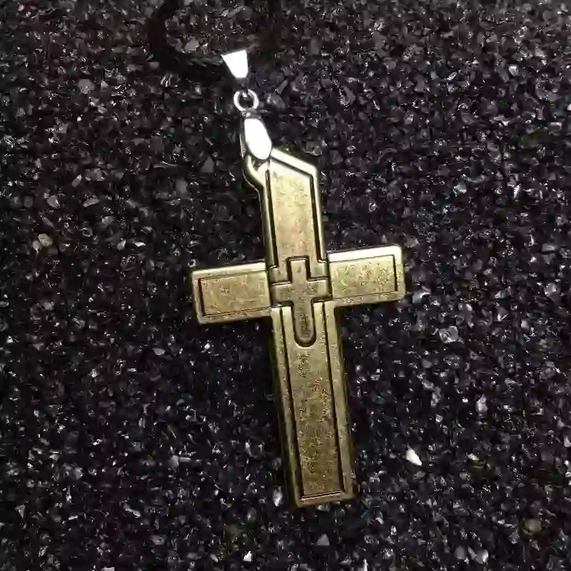 Multifunction Mini Cross Pendant Hidden Knife Necklace - Image 8