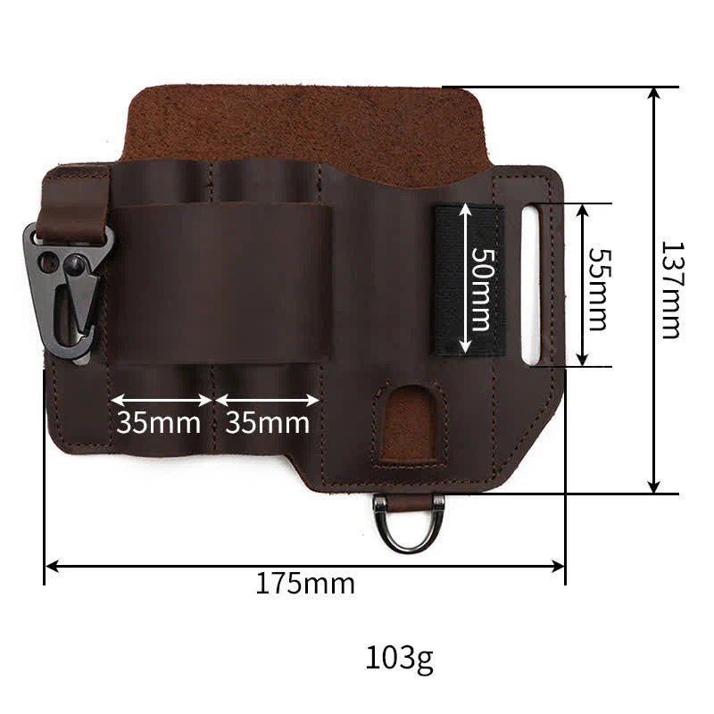 Multifunctional EDC Tools Organizer Leather Belt Bag - Image 4