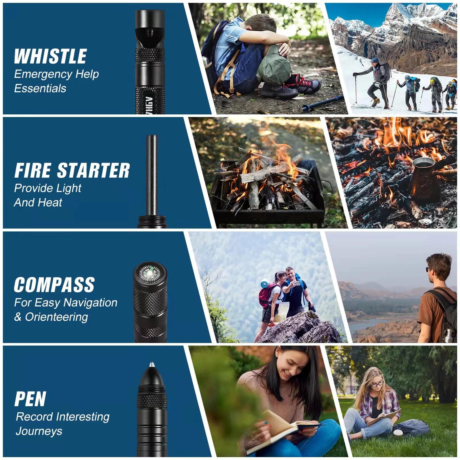 MultiFunctional Outdoor Survival Tool Tactical Pen EDC Tool - Image 4