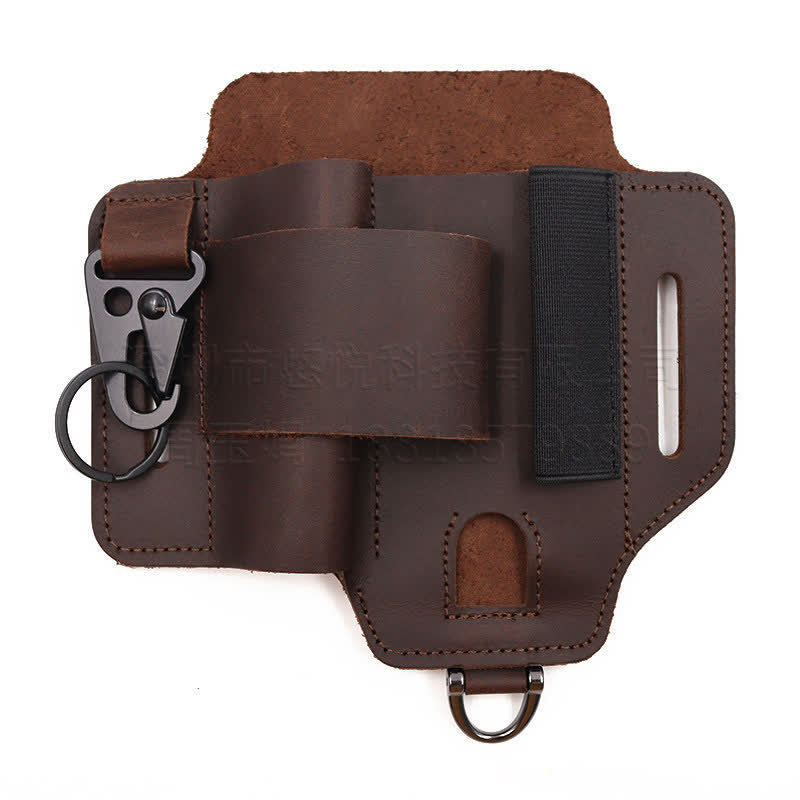Multitool Sheath Folding Knife Flashlight Leather Belt Bag - Image 12
