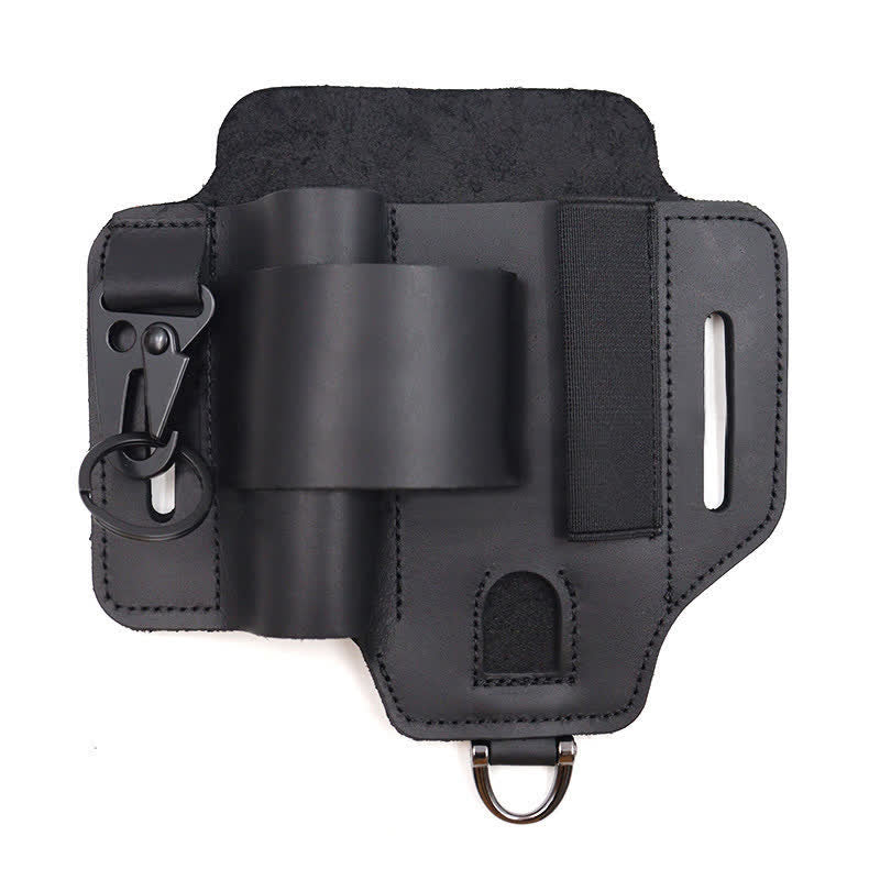 Multitool Sheath Folding Knife Flashlight Leather Belt Bag - Image 13