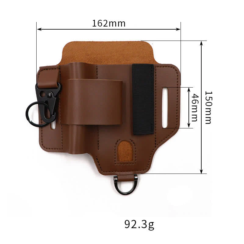Multitool Sheath Folding Knife Flashlight Leather Belt Bag - Image 7