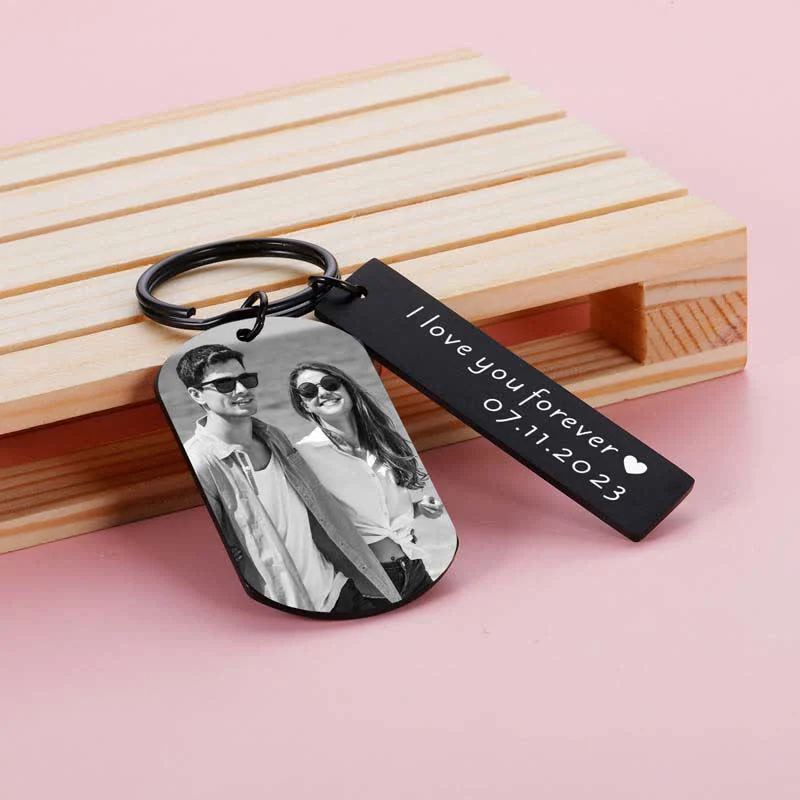 Laser Engraved Picture Custom Photo & Text Keychain