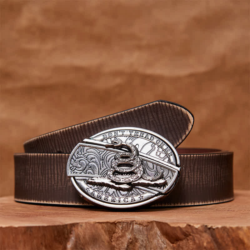 Men's DIY Black Mamba Hidden Folding Knife Leather Belt - Image 4