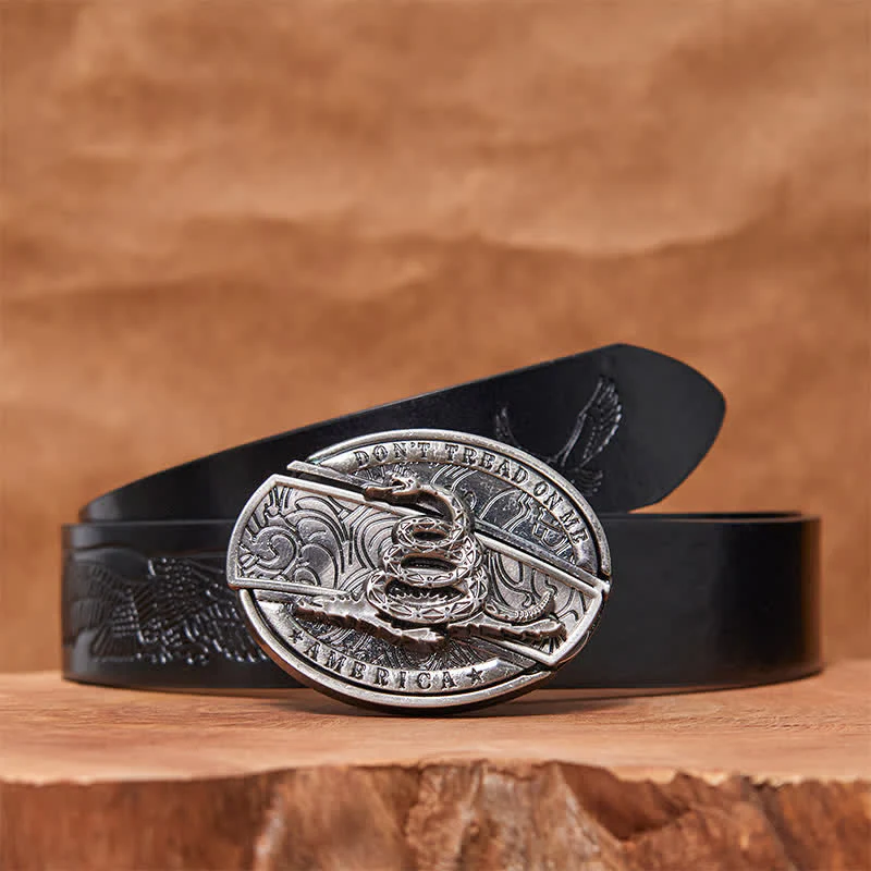 Men's DIY Black Mamba Hidden Folding Knife Leather Belt - Image 6
