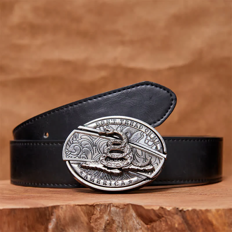 Men's DIY Black Mamba Hidden Folding Knife Leather Belt - Image 7
