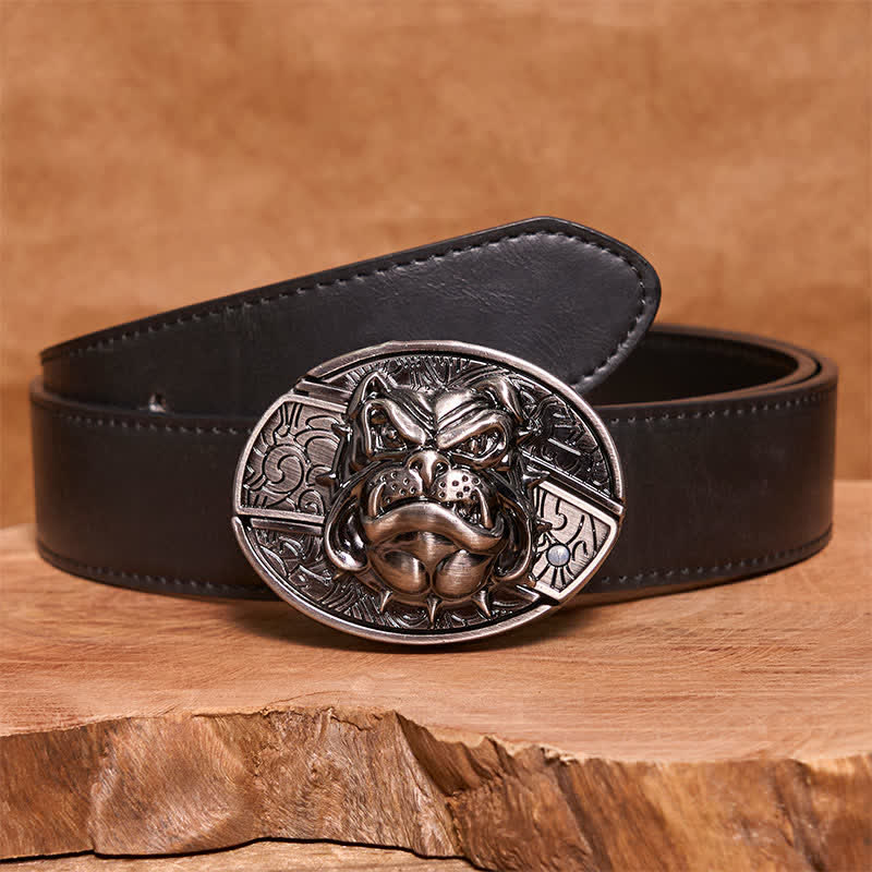 Men's DIY Fierce Dog Hidden Folding Knife Leather Belt - Image 2