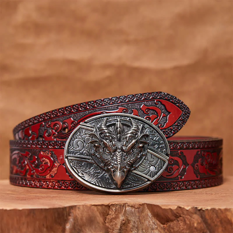 Men's DIY Sharp Dragon Hidden Folding Knife Leather Belt - Image 5