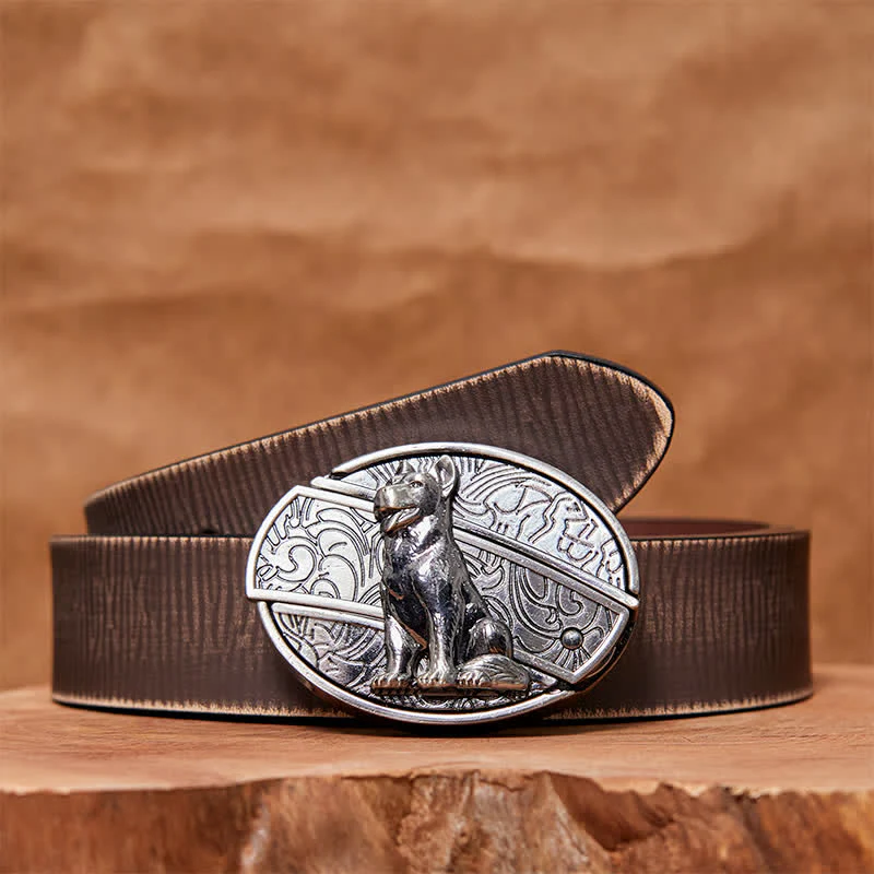 Men's DIY Loyal Dog Hidden Folding Knife Leather Belt - Image 3
