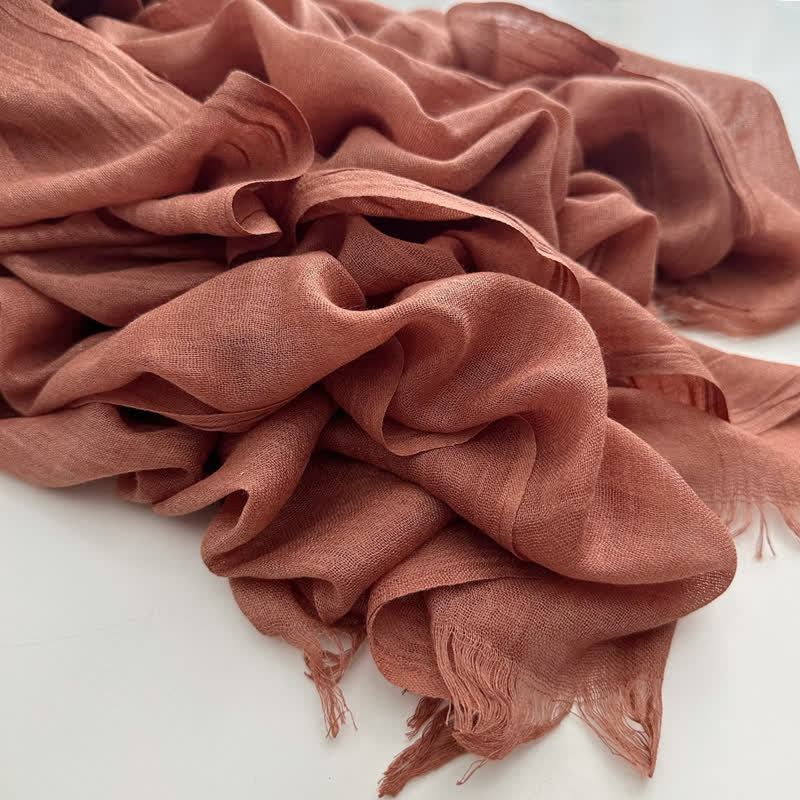 Summer Voile Solid Color Cotton Linen Thin Scarf - Image 10