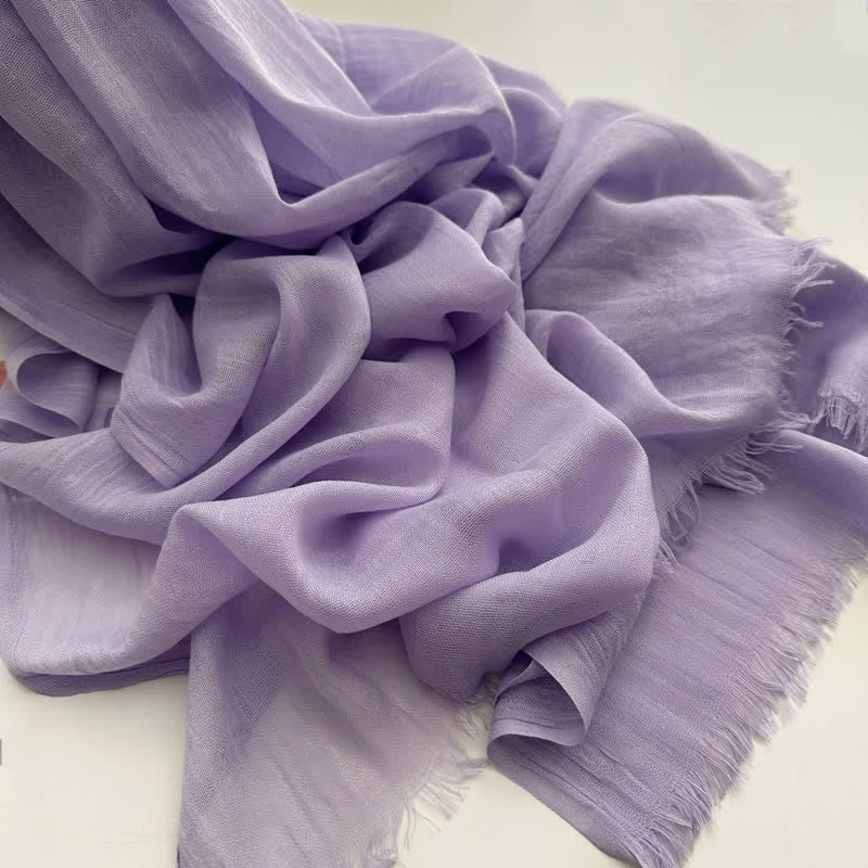 Summer Voile Solid Color Cotton Linen Thin Scarf - Image 11
