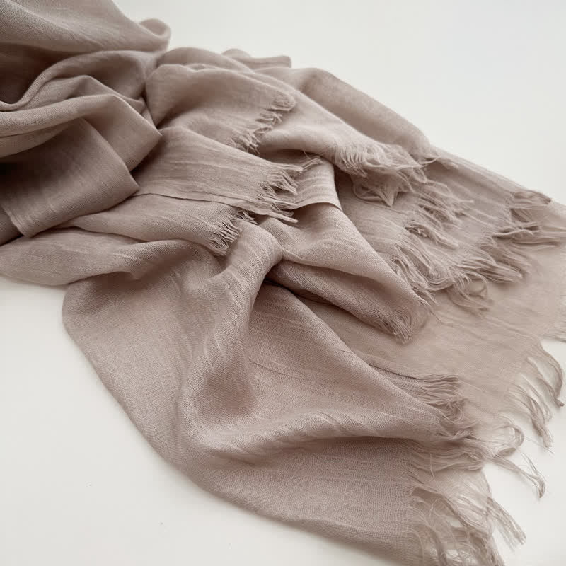 Summer Voile Solid Color Cotton Linen Thin Scarf - Image 12