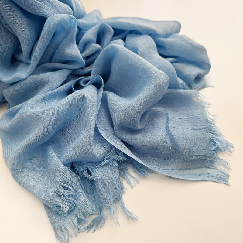Summer Voile Solid Color Cotton Linen Thin Scarf - Image 14