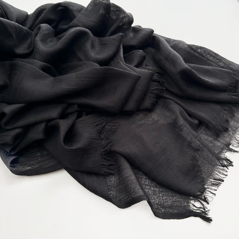 Summer Voile Solid Color Cotton Linen Thin Scarf - Image 16