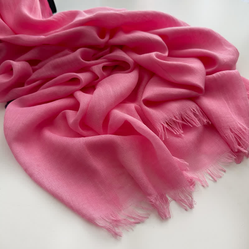 Summer Voile Solid Color Cotton Linen Thin Scarf - Image 17