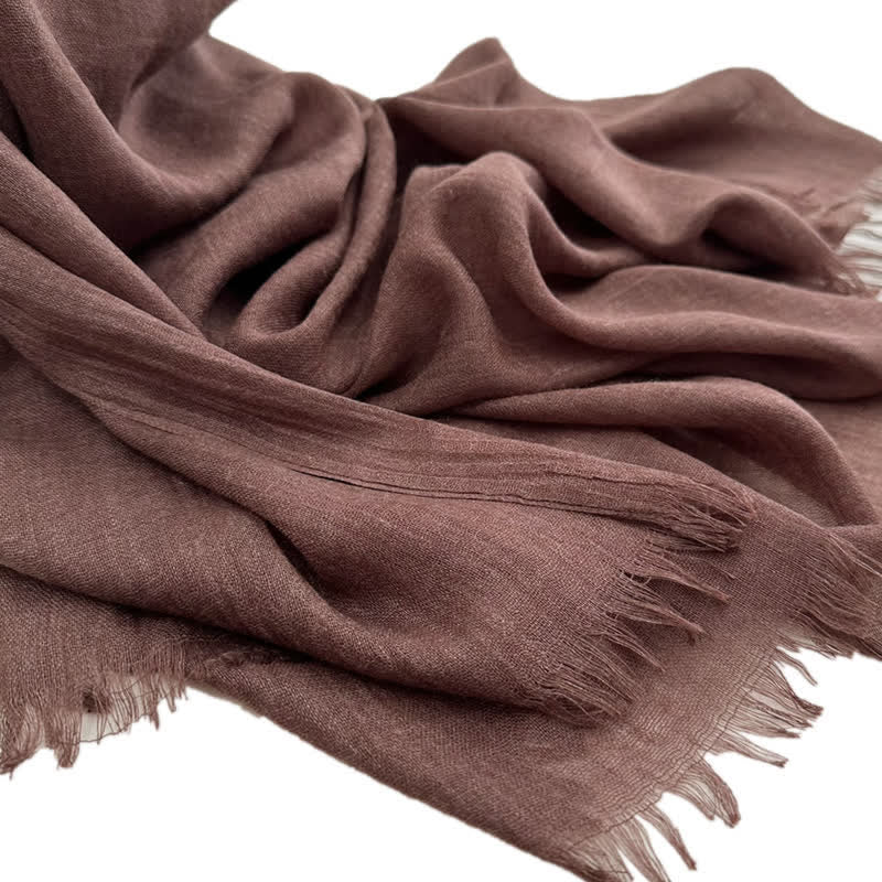 Summer Voile Solid Color Cotton Linen Thin Scarf - Image 19