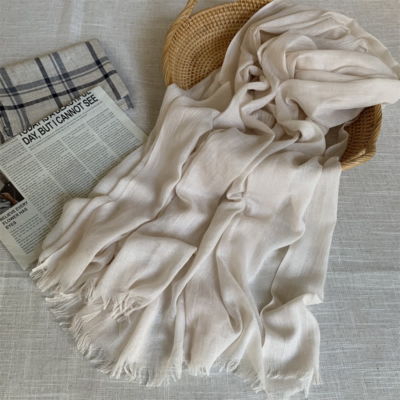 Summer Voile Solid Color Cotton Linen Thin Scarf - Image 22