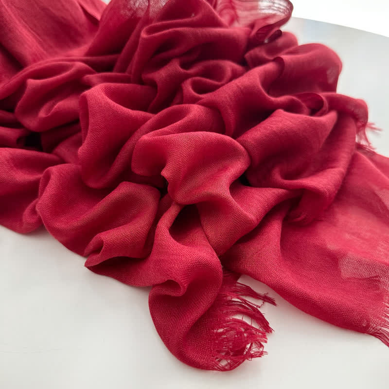 Summer Voile Solid Color Cotton Linen Thin Scarf - Image 23