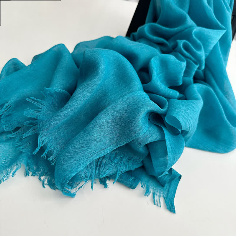 Summer Voile Solid Color Cotton Linen Thin Scarf - Image 24