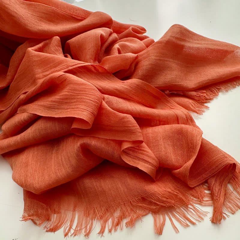 Summer Voile Solid Color Cotton Linen Thin Scarf - Image 25