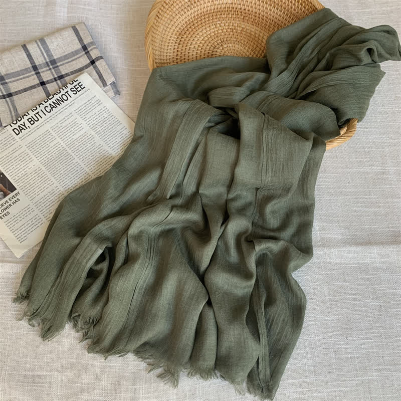 Summer Voile Solid Color Cotton Linen Thin Scarf - Image 3