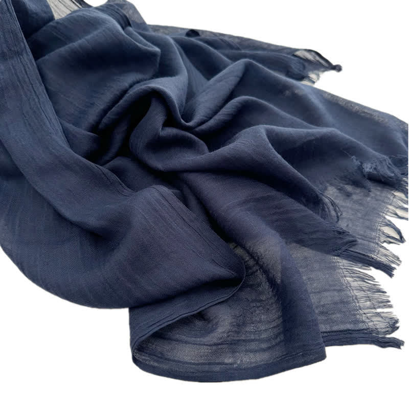 Summer Voile Solid Color Cotton Linen Thin Scarf - Image 31