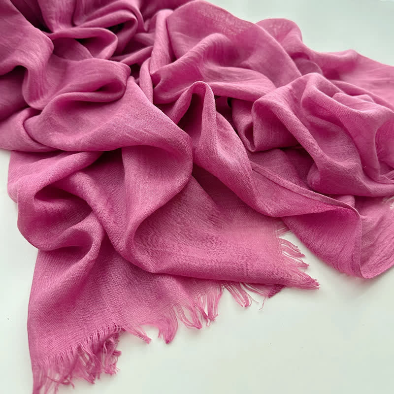 Summer Voile Solid Color Cotton Linen Thin Scarf - Image 34
