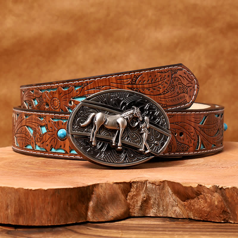Men's DIY Cowgirl Hidden Folding Knife Leather Belt - Image 11