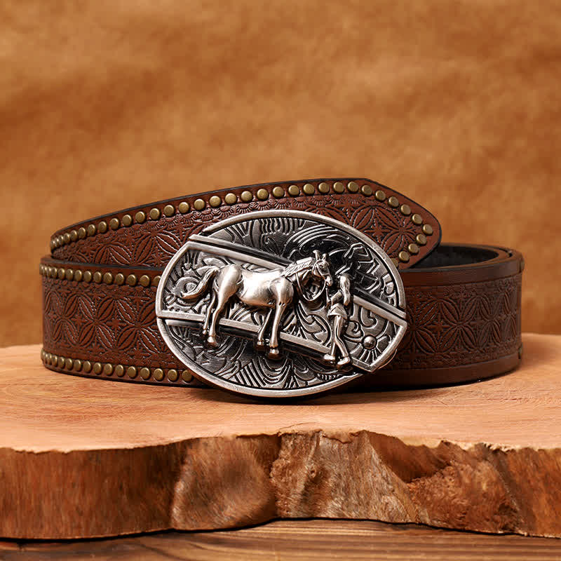 Men's DIY Cowgirl Hidden Folding Knife Leather Belt - Image 12