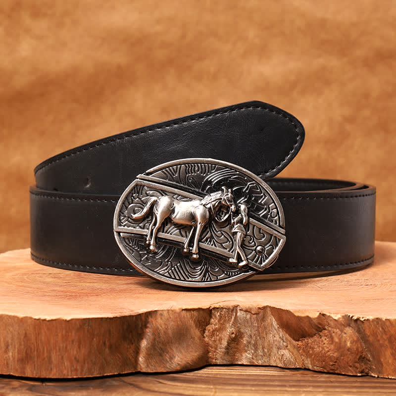 Men's DIY Cowgirl Hidden Folding Knife Leather Belt - Image 6
