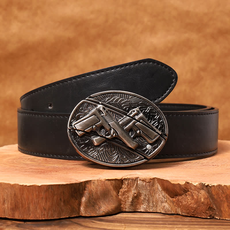 Men's DIY Dual Gun Hidden Folding Knife Leather Belt - Image 15