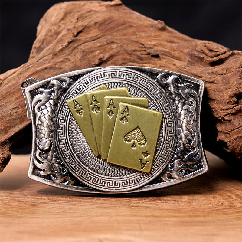 Men's DIY Gold Poker Hidden Folding Knife Leather Belt - Image 6