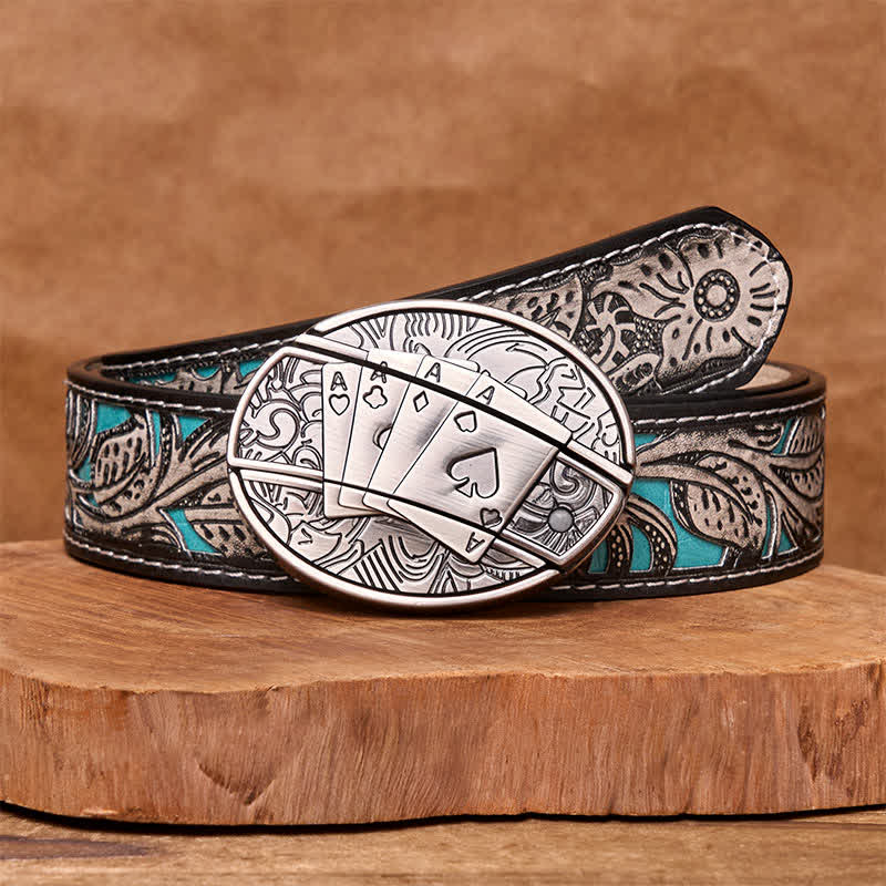 Men's DIY Poker 4 Ace Hidden Folding Knife Leather Belt - Image 13