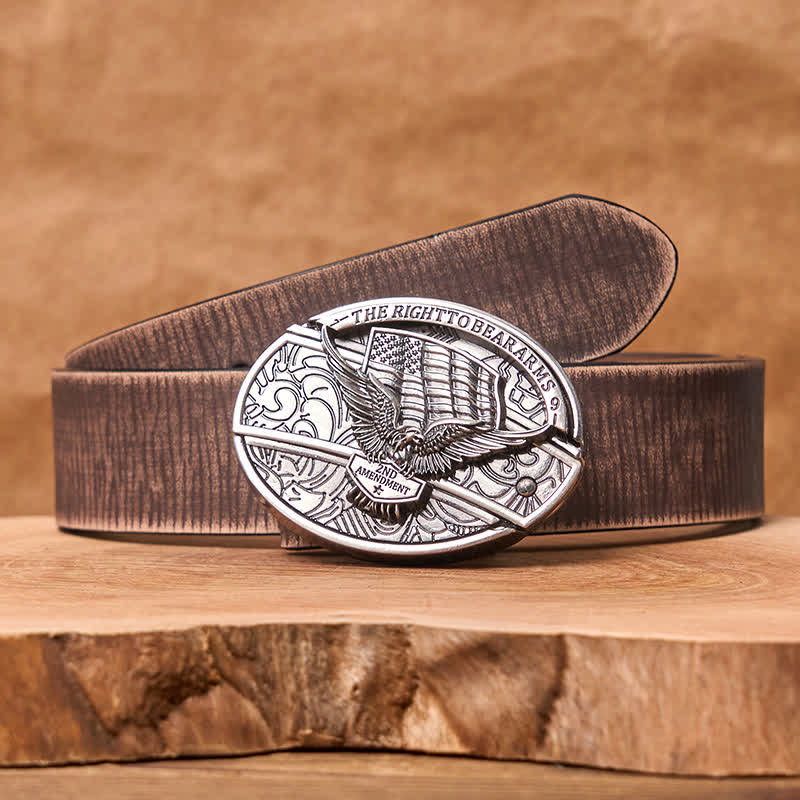 Men's DIY Eagle USA Flag Hidden Folding Knife Leather Belt - Image 22