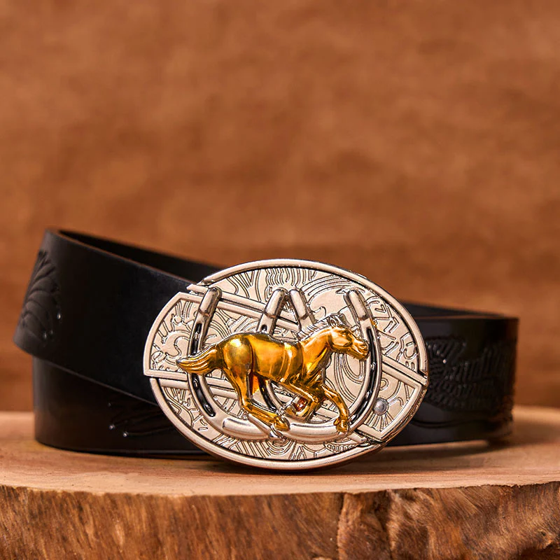 U Shaped Horse DIY Hidden Knife Western Buckle Leather Belt (Pre-Sale) - Image 4