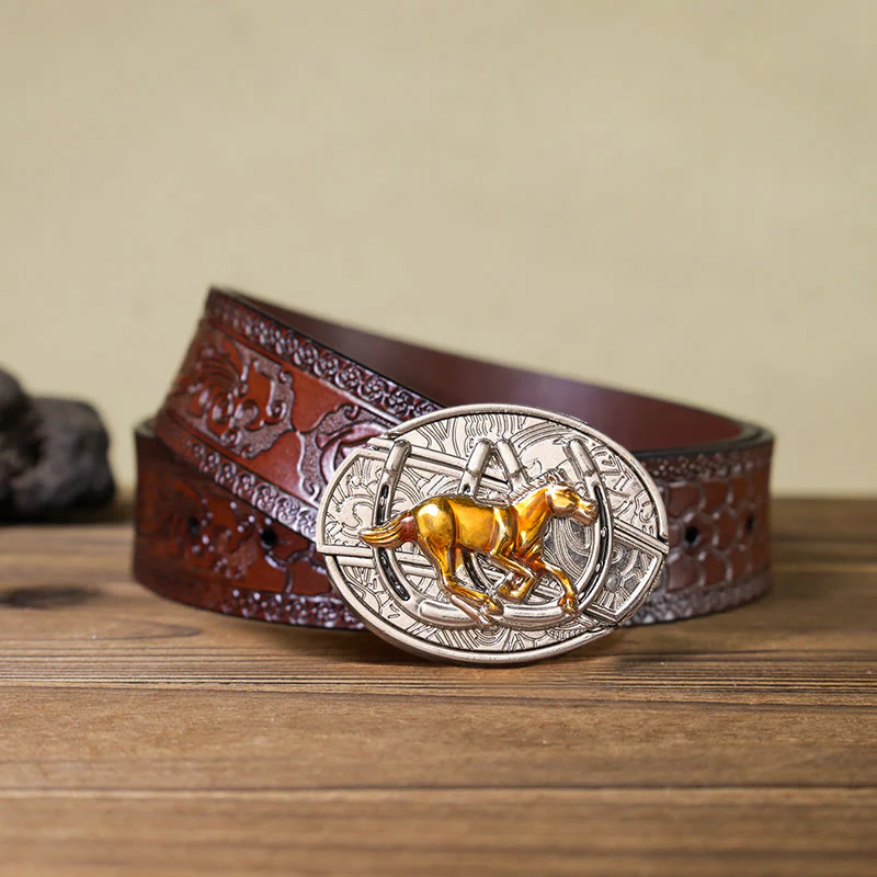 U Shaped Horse DIY Hidden Knife Western Buckle Leather Belt (Pre-Sale) - Image 5