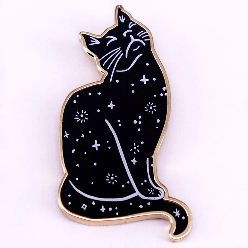 Mystical Starry Sky Cat Enamel Pin Brooch