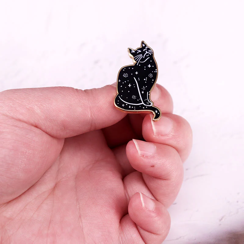 Mystical Starry Sky Cat Enamel Pin Brooch - Image 3