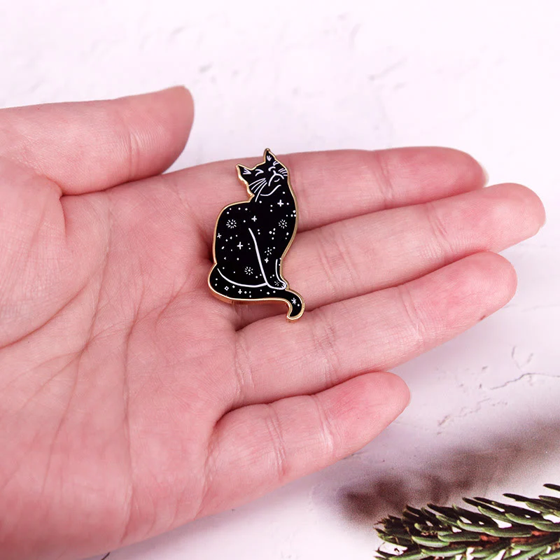 Mystical Starry Sky Cat Enamel Pin Brooch - Image 4