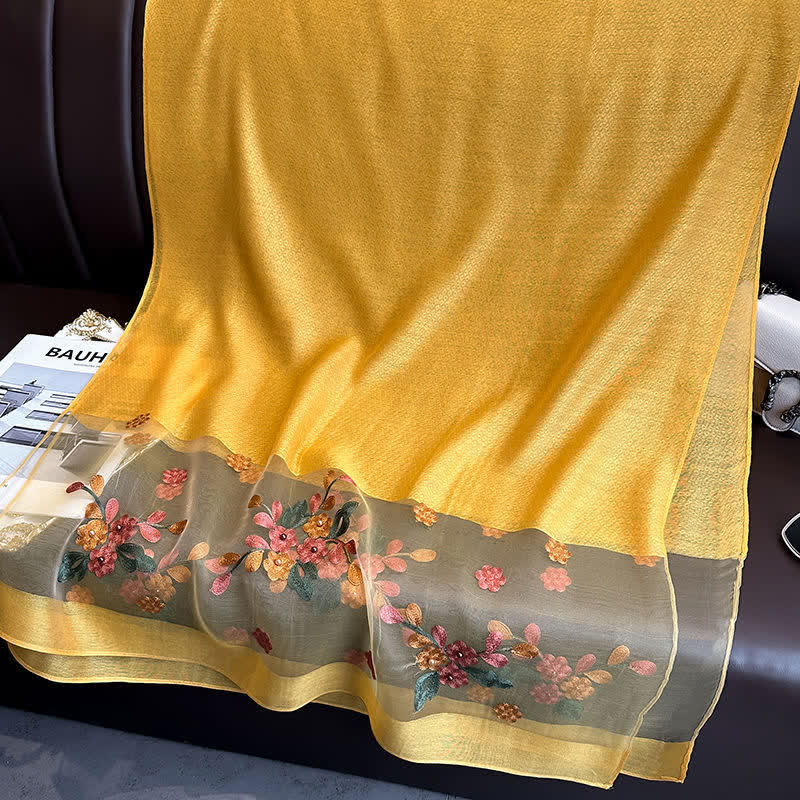Nail Bead Birchapple Floral Embroidery Thin Scarf - Image 5