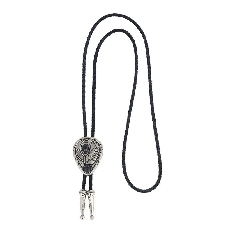Native Cowboy Leaves Natural Stone Inlaid Bolo Tie - Image 11