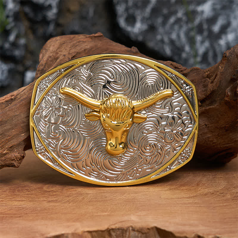 Native Golden DIY Longhorn Head Large Buckle Leather Belt