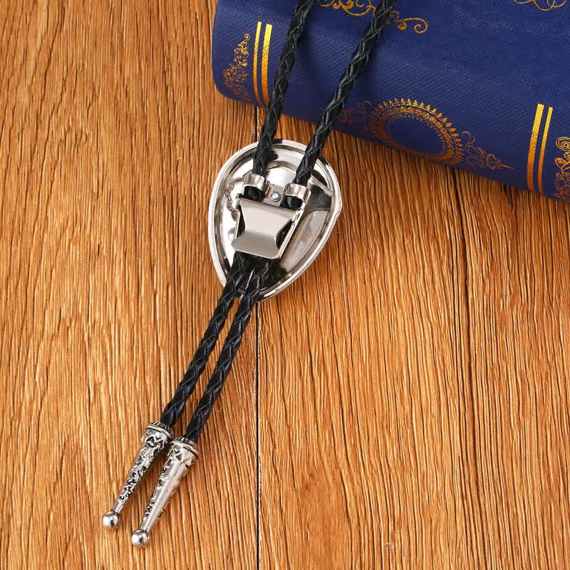 Natural Turquoise Stone Engraved Eagle Pendant Bolo Tie - Image 4