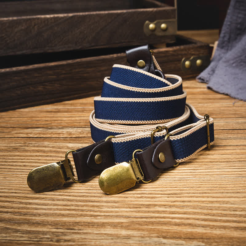 Navy Blue Casual 6-Clips Y-back Elastic Trouser Suspenders - Image 2