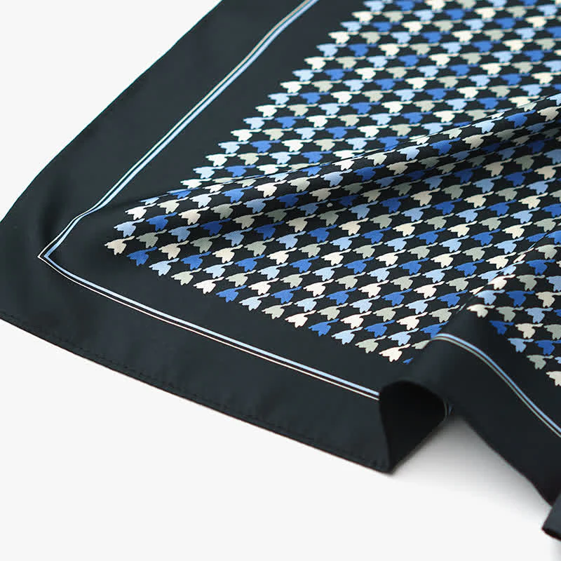 Navy & Blue Houndstooth Square Scarf with Scarf Buckle - Image 5