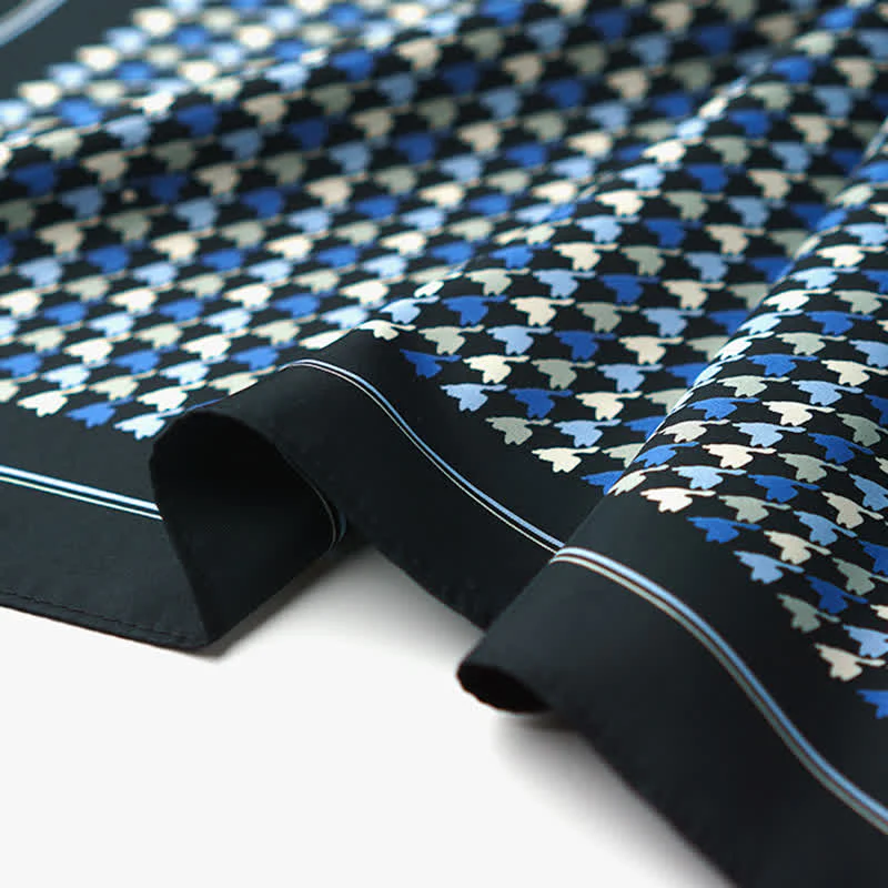Navy & Blue Houndstooth Square Scarf with Scarf Buckle - Image 6