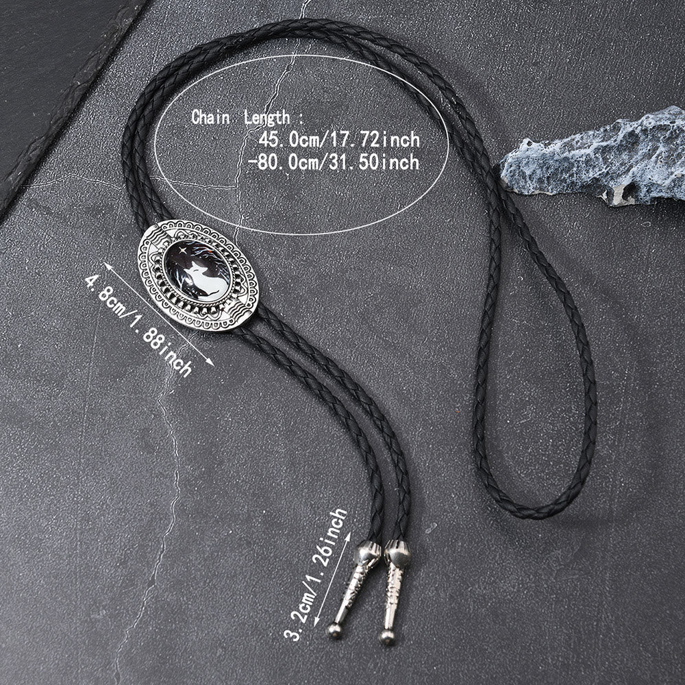 Night Scene Mystic Fox Western Bolo Tie - Image 4