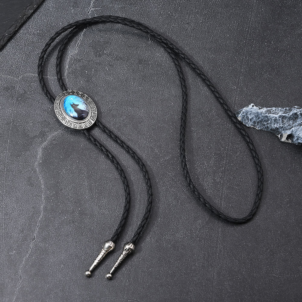 Night Scene Mystic Fox Western Bolo Tie - Image 7